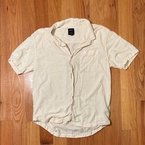 RVCA Men's Casual Cream Button Down Shirt